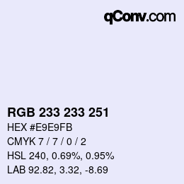 Color code: RGB 233 233 251 | qconv.com