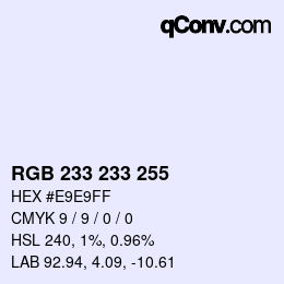 Color code: RGB 233 233 255 | qconv.com
