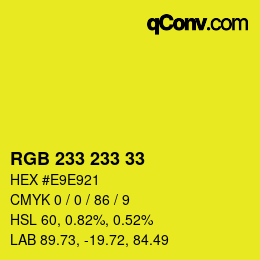 Color code: RGB 233 233 33 | qconv.com