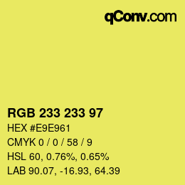 Color code: RGB 233 233 97 | qconv.com