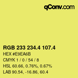 カラーコード: RGB 233 234.4 107.4 | qconv.com