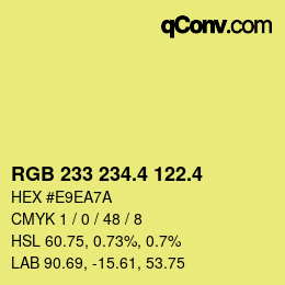 カラーコード: RGB 233 234.4 122.4 | qconv.com