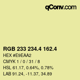 カラーコード: RGB 233 234.4 162.4 | qconv.com