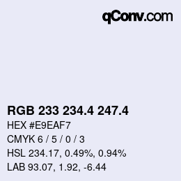 カラーコード: RGB 233 234.4 247.4 | qconv.com