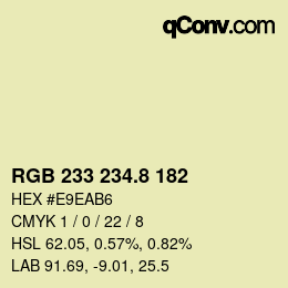 Color code: RGB 233 234.8 182 | qconv.com