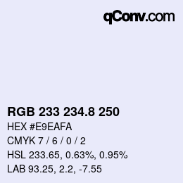 カラーコード: RGB 233 234.8 250 | qconv.com