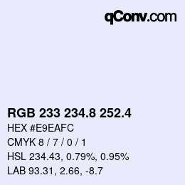 カラーコード: RGB 233 234.8 252.4 | qconv.com