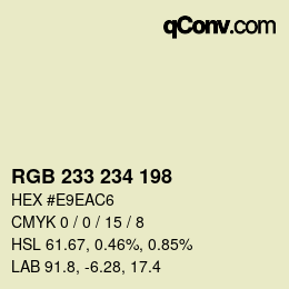 Color code: RGB 233 234 198 | qconv.com