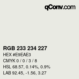 Color code: RGB 233 234 227 | qconv.com