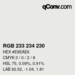 Color code: RGB 233 234 230 | qconv.com