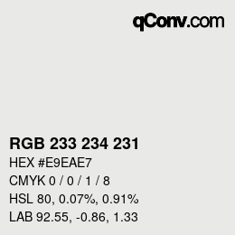 Color code: RGB 233 234 231 | qconv.com