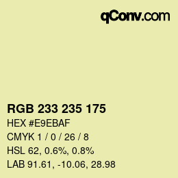 Color code: RGB 233 235 175 | qconv.com