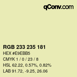 カラーコード: RGB 233 235 181 | qconv.com
