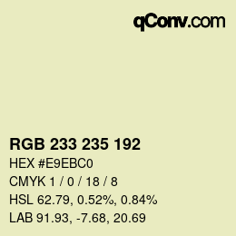 Farbcode: RGB 233 235 192 | qconv.com