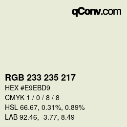 カラーコード: RGB 233 235 217 | qconv.com