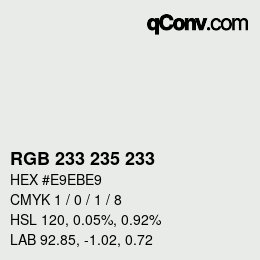 Código de color: RGB 233 235 233 | qconv.com