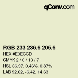 カラーコード: RGB 233 236.6 205.6 | qconv.com