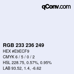 Color code: RGB 233 236 249 | qconv.com