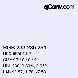 Color code: RGB 233 236 251 | qconv.com
