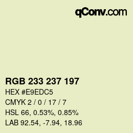 カラーコード: RGB 233 237 197 | qconv.com