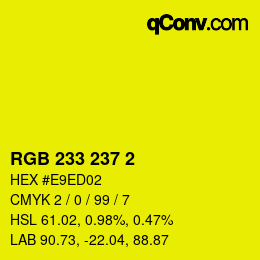 Color code: RGB 233 237 2 | qconv.com