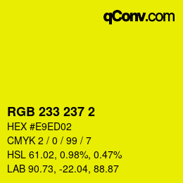 Color code: RGB 233 237 2 | qconv.com