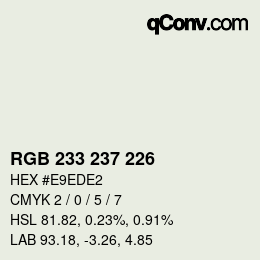 Color code: RGB 233 237 226 | qconv.com