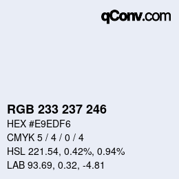 Color code: RGB 233 237 246 | qconv.com