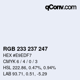 Color code: RGB 233 237 247 | qconv.com