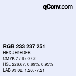 カラーコード: RGB 233 237 251 | qconv.com