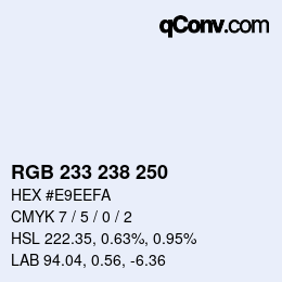 Color code: RGB 233 238 250 | qconv.com