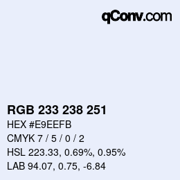 Color code: RGB 233 238 251 | qconv.com