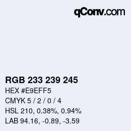 Color code: RGB 233 239 245 | qconv.com
