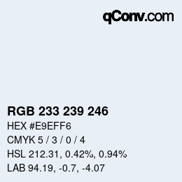 Color code: RGB 233 239 246 | qconv.com