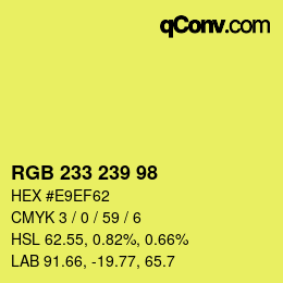 Color code: RGB 233 239 98 | qconv.com