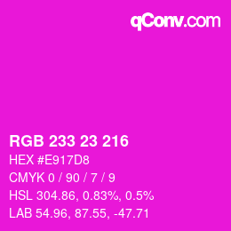 Color code: RGB 233 23 216 | qconv.com