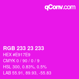 Color code: RGB 233 23 233 | qconv.com