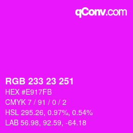 Farbcode: RGB 233 23 251 | qconv.com
