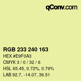 Color code: RGB 233 240 163 | qconv.com