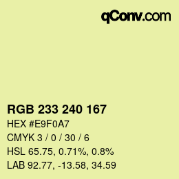 Color code: RGB 233 240 167 | qconv.com