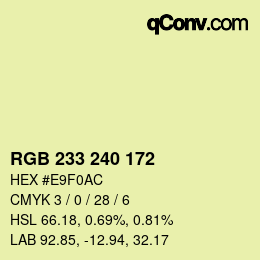 Color code: RGB 233 240 172 | qconv.com