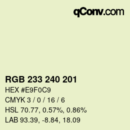 Color code: RGB 233 240 201 | qconv.com