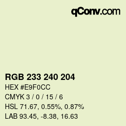 Color code: RGB 233 240 204 | qconv.com