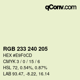 Color code: RGB 233 240 205 | qconv.com
