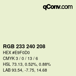Color code: RGB 233 240 208 | qconv.com