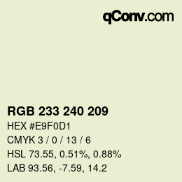 Color code: RGB 233 240 209 | qconv.com