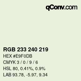 カラーコード: RGB 233 240 219 | qconv.com