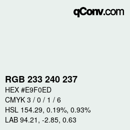 Color code: RGB 233 240 237 | qconv.com