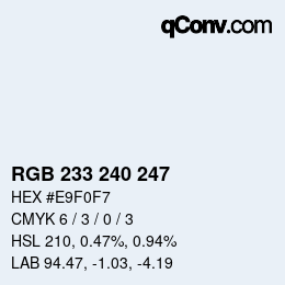Color code: RGB 233 240 247 | qconv.com