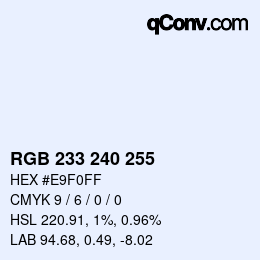 Color code: RGB 233 240 255 | qconv.com